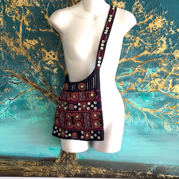Bohemian Gap crossbody Bag Sequins Embroidery Beautiful Pocketbook - Picture 11 of 11